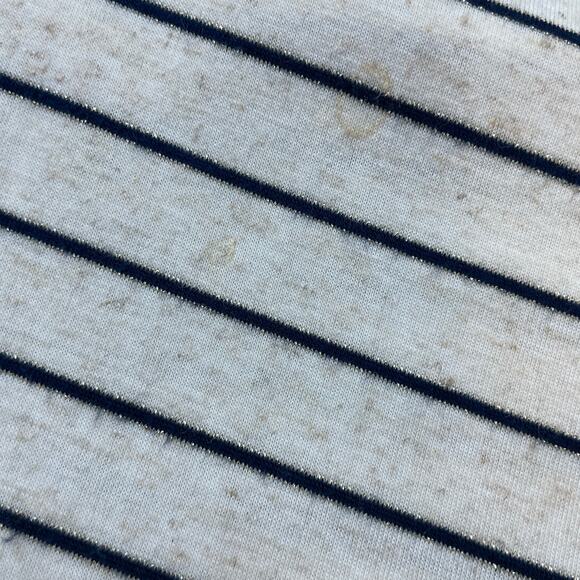 89th + Madison Womens L Metallic Striped Cap Sleeve Button Detail Knit Blouse - Picture 6 of 6